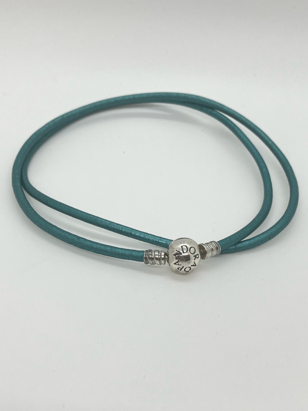 Pandora 925 ALE Clasp Teal Leather  Necklace or Wrap Bracelet | 22”